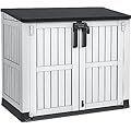 YITAHOME 36 cu ft Resin Outdoor Storage Shed, Weather-Resistant Horizontal Tool Shed, Waterproof Outdoor Storage with Lockable Doors & Air Vent for Trash Cans, Garden Tools (Light Gray)