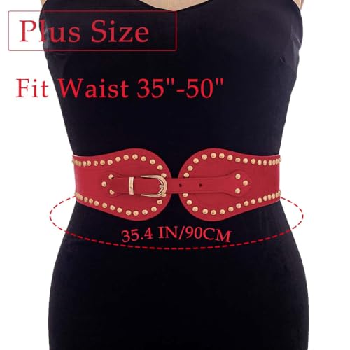 CanB Women Stretch Belts Elastic Wide Waist Belt Plus Size Belts Women's Waistband for Dress Waist Jewelry3