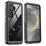 zapica Designed for Waterproof Samsung Galaxy S24 Case, Built-in Camera & Screen Protector [IP68 Waterproof] [Military Drop Proof] Full Body Protective Phone Case for Galaxy S24, Black/Clear