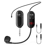 Wireless Microphone Headset, Teaching & Fitness Headset Microphone, 165ft Range, LED Display, 1/4' &...