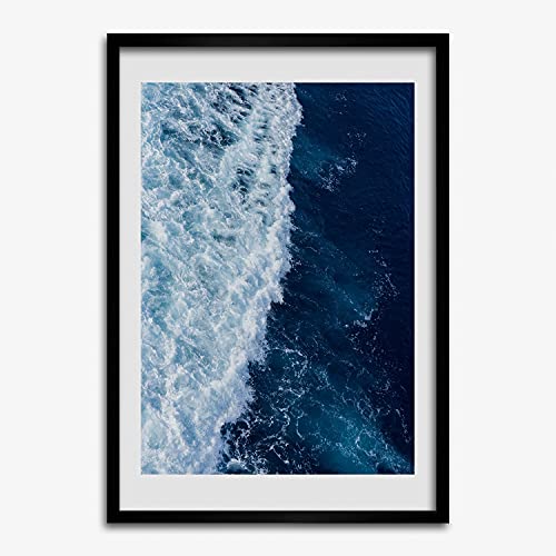 Peinture moderne vagues de la mer avec cadre MDF rigide