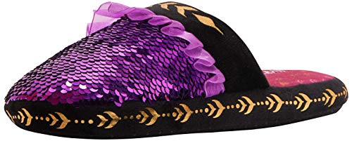 Disney Girls Frozen 2 Anna and Elsa Plush Slippers, Reverse Sequins, Size Medium/Large