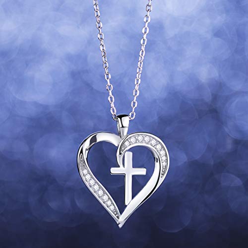 MISSLAN Cross Necklace for Women 925 Sterling Silver Cross Necklace Heart Necklaces for Women Chain Pendant Womens Necklaces4