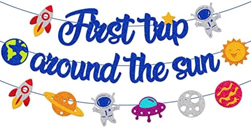Outer Space Hgh Char Banner Planets Astronaut Rocket 1st Brthday Boy - View #4