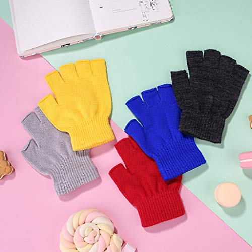HELYZQ 1 par de luvas de malha de inverno para adultos, cor lisa, luvas sem dedos