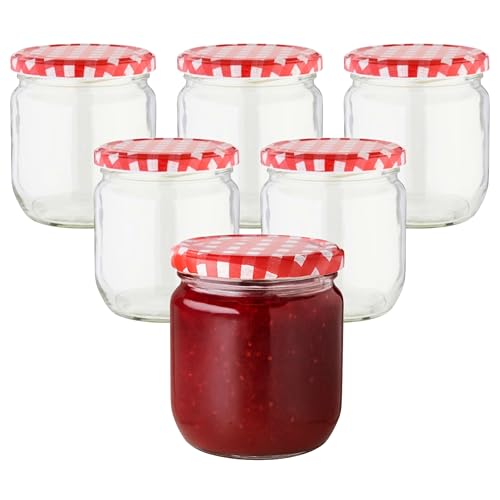 Devitre 6er Set Marmeladengläser 425 ml Einmachgläser mit Etiketten und Deckel