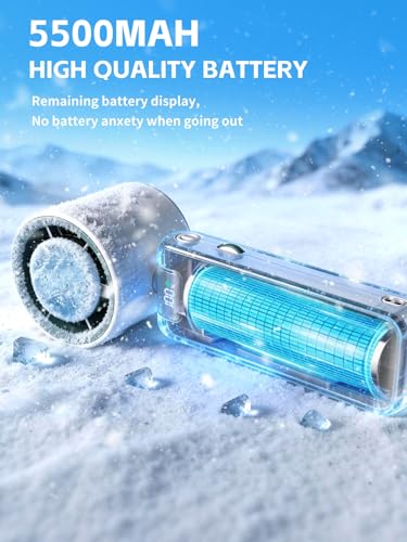 Image of Portable Handheld Fan with Ice Cooler, 199 Speed Personal Fan,Foldable 3 in 1 Rechargeable Battery Operated Essentials Hand Fans Summer Essential for Travel /Outdoor /Office.(WHITE)