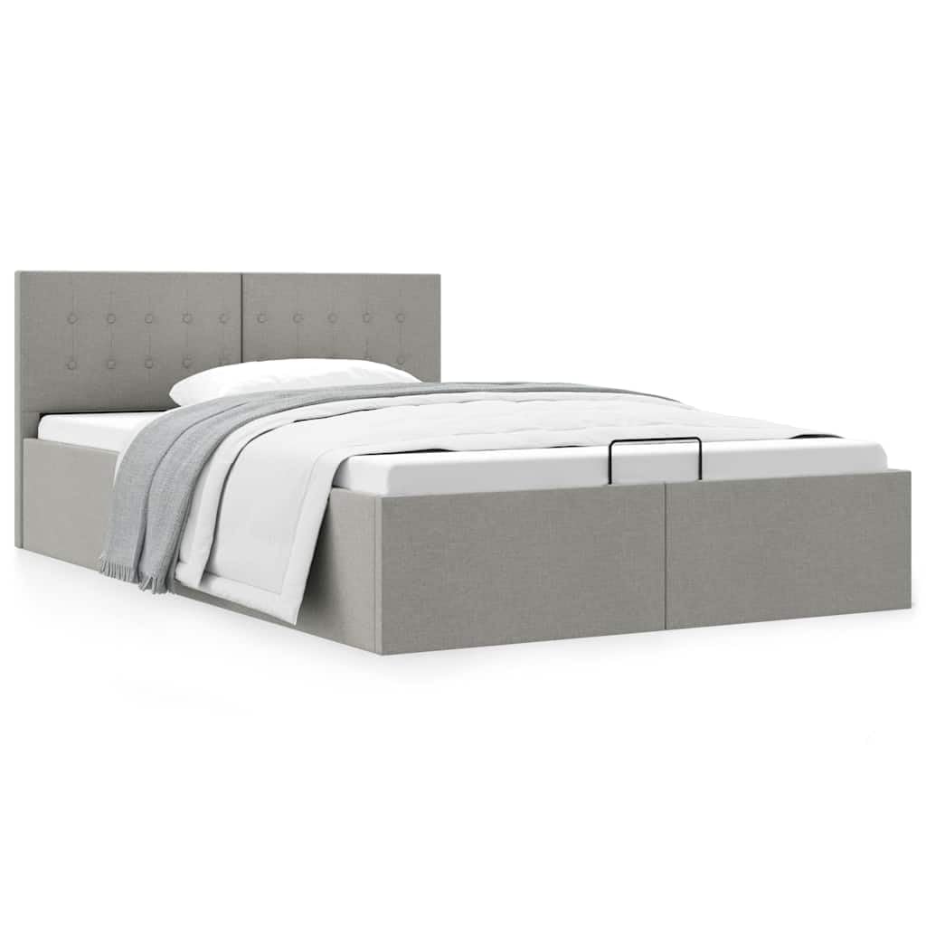 vidaXL Stauraumbett Hydraulisch Polsterbett Doppelbett Bett Schlafzimmerbett Stoffbett Bettrahmen Bettgestell mit Stauraum Hellgrau 120x200cm