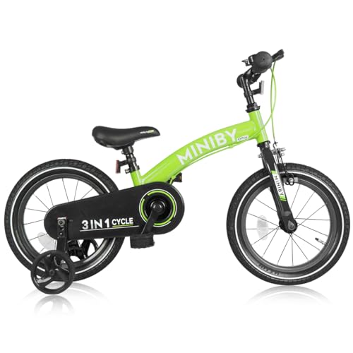 Q play キュープレイ 子供用自転車 14インチ Miniby14 ランニングバイク 補助輪付き シンプルスタイル スタイリッシュ 自転車 軽量 キッズバイク おしゃれ かっこいい 小学生 入学 入園 2歳 3歳 4歳 5歳 6歳 7歳 8歳 男の子に