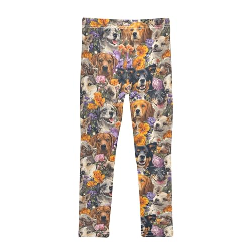senya Girls Printed Leggings Yoga Pants Floral Dog Pattern for Kids in 4t to 10 Years, 4T2