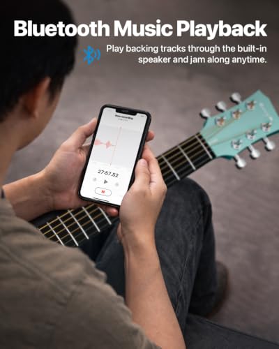 Image of Enya NOVA GO SP1 Carbon Fiber Travel Guitar - 35 inch Acoustic Electric with Smart AcousticPlus Technology, Built-in Effects, USB Recording, Bluetooth Speaker, Beginner Bundle with Gig Bag & Accessories