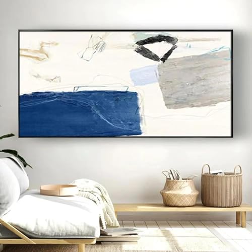 Tableau abstrait encadré AEFOUU pour habiller un grand mur vide de salon 60x105cm