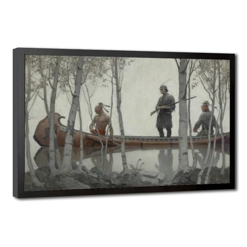 Décoration murale The Last of The Mohicans N.C. Wyeth, toile avec cadre suspendu