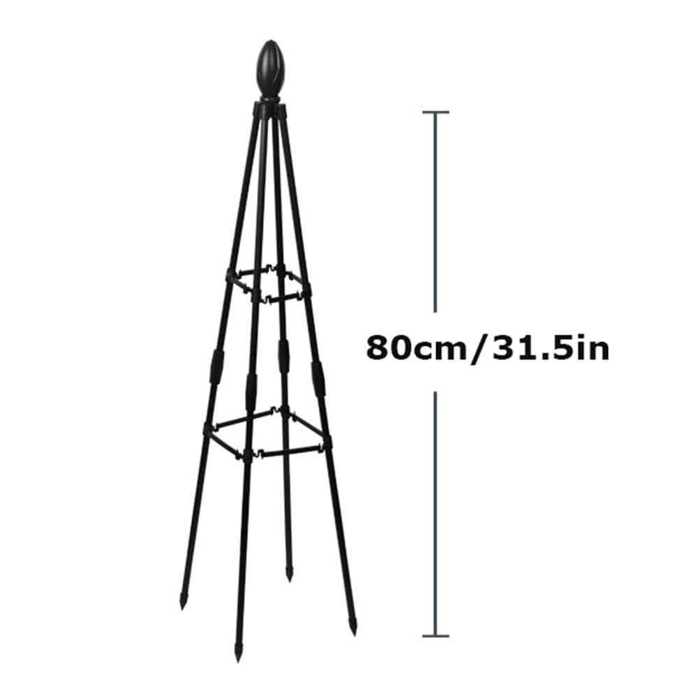 Obelisk ogrodowy wieżowy Metalobelisk, kratka wsporcza pokryta plastikiem, do pnączy, stojaki na kwiaty, do roślin doniczkowych, 80 cm/31,5 cala, 120 cm/47 cali, 160 cm/63 cale, czarna kratk