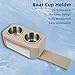 AmarinePlay Pontoon Cup Holders,Boat Cup Holders for Drinks,Marine Boat Pontoon Double Drink Holder with Side Pocket,Must Have Boat Accessories White&Brown-2Pack