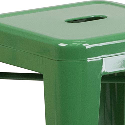 Flash Furniture Commercial Grade 24" High Backless Green Metal Indoor-Outdoor Counter Height Stool With Square Seat #TOP4