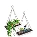 Produktbild AGSIVO Holz Regal Wandregal mit Seil Hängeregal Schweberegale Aufhängen, Holz Hängendes Regal Wandschaukel Lagerregale Jute Seil Organisator-Rack, 2 Tier (Dunkles Holz, 2PCS)