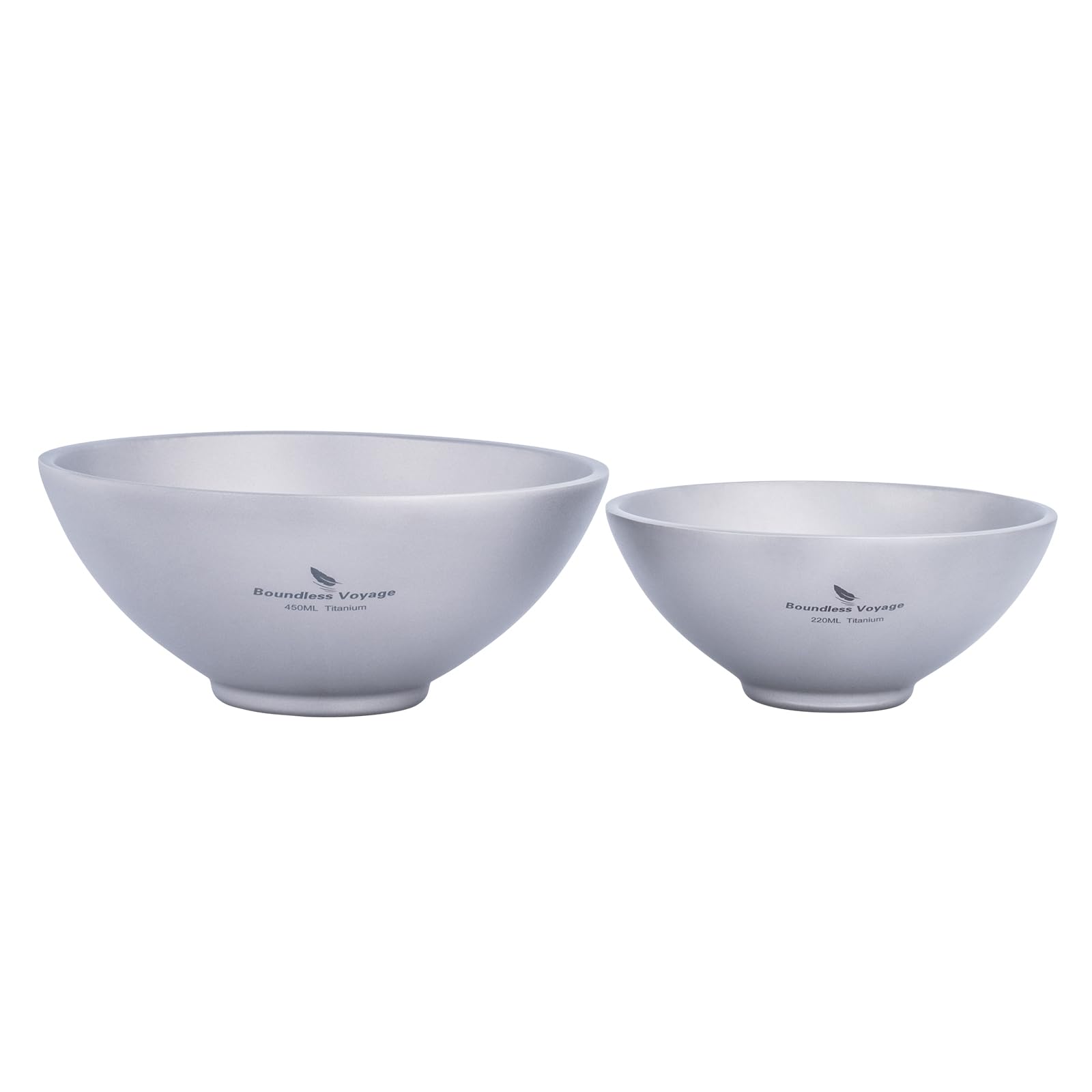 iBasingo Titanium Bowl Double-Walled Rice Soup Bowls 220ml & 450ml Ice Cream Snack Cup Outdoor Camping Durable Metal Tableware Lightweight Bowl Dinnerware for Travel Hiking Home Ti10856T — image 1
