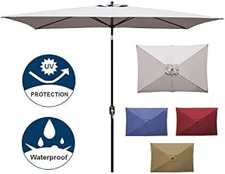 Blissun 10' Rectangular Patio Umbrella Outdoor Market Table Umbrella with Push Button Tilt
