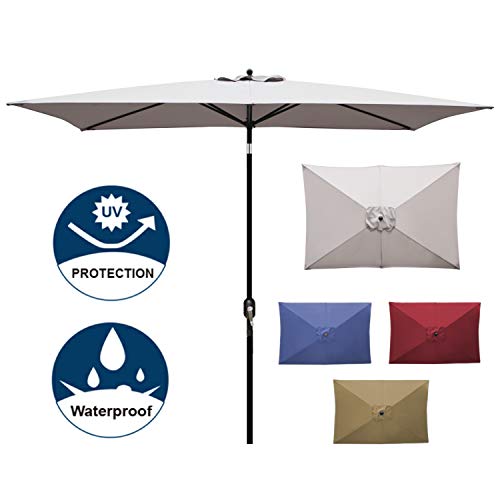 Blissun 10' Rectangular Patio Umbrella Outdoor Market Table Umbrella with Push Button Tilt