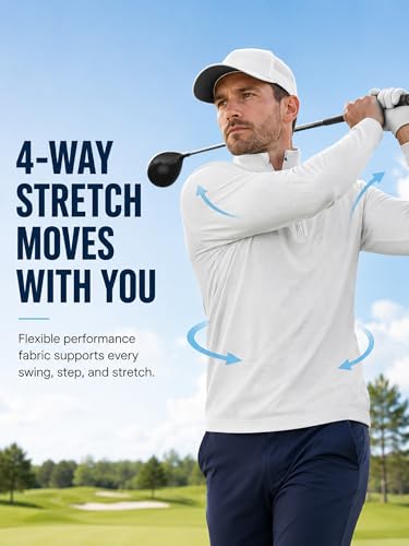 Image of Golf Quarter Zip Pullover for Men Mock Neck 1 /4 Zip Lightweight Athletic UPF 50+ Men's Long Sleeve Golf Sweatshirt