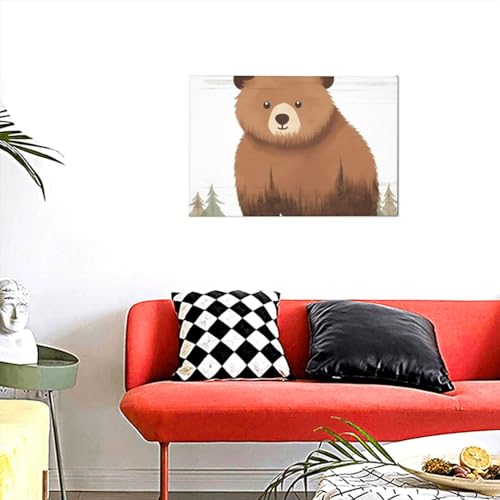 Toile murale ours Bear2 YoupO sans cadre 45x30 cm pour deco de salon et chambre moderne