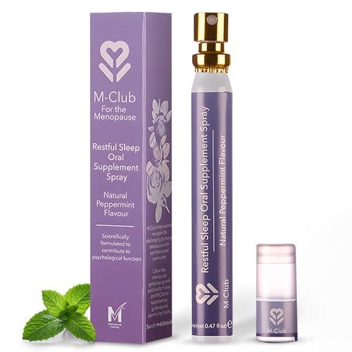 M-Club Restful Sleep Oral Supplement Spray 14ml – Fast-Absorbing, 30-Day Supply – B Vitamins, Magnesium, HTP & GABA – Menopause, Vegan, Non-GMO – Peppermint Flavour