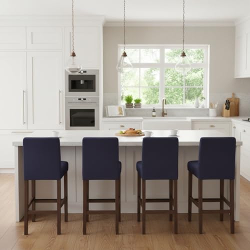 Image of Bar Stool Covers Counter Chair Slipcovers Set of 4,Navy | Stretch Barstool Seat Covers,Washable Removable Pub Tall Stool Slipcover,Bar Chair Cover for Kitchen Dining Room Cafe
