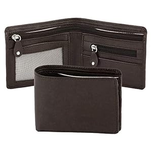 NISUN Front Pocket Money Bifold Wallet PU Leather Purse Credit Card Holder for Men - Brown