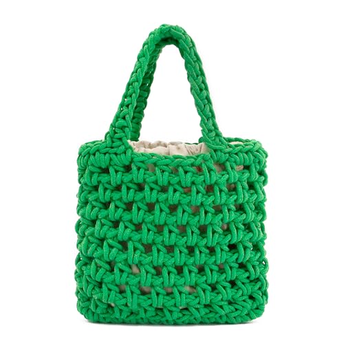 Image of Naimo Straw Beach Bag Woven Rattan Shoulder Bag Fishing Net Handbag Cotton Rope Tote Summer Crochet Hobo Bag