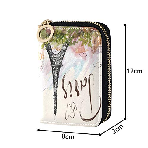 susiyo Stylish Pattern Paris Eiffel Tower Credit Card Wallet, RFID Blocking Compact Women Leather Card Holder Zipper Purse3