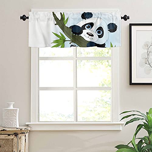 Valance Curtain For Kitchen Windows/ Living Room/ Bedroom/ Cafe, Cute Panda And Bamboo Window Curtain Valance Rod Pocket 54 Inch By 18 Inch, 1 Pane #TOP2