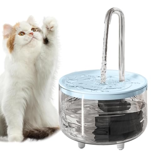 Cat Water Fountain - Automatic Hydration Station, Battery Powered Pet Water Dispenser | 1L USB Cordless Water Feature, Transparent Water Bowl Fountain for Keeping Pets Hydrated Preventing Burnout