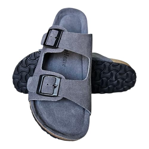 Image of Men Suede Leather Sandals | Cushioned Footbed | Comfortable | Casual Slip-on Slippers