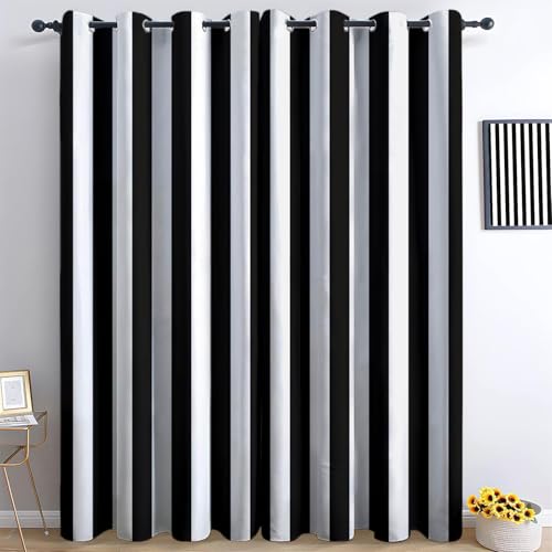 Rideaux Occultants À Isolation Thermique avec Œillets pour Chambre À Coucher Et Salon, Rayures Verticales Simples Motif Décoration Intérieure Accent Lot de 70L X...