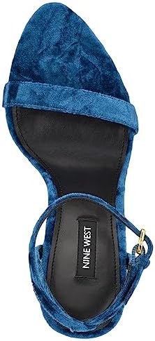 Nine West Women's Reina Heeled Sandal, Teal Velvet 422, 9.5 | Image 1
