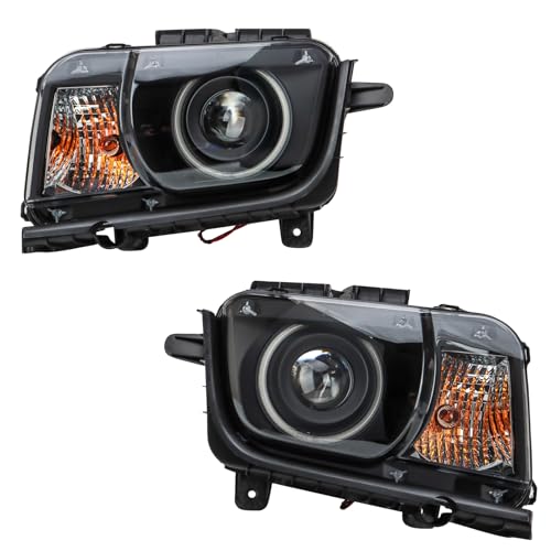 Image of TRQ Performance Driver and Passenger Side Headlight Assembly Set Compatible with 10-13 Chevy Camaro Halogen Only