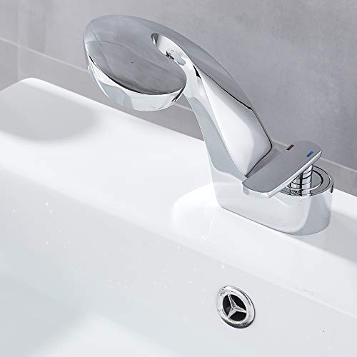 JUNSHENG-Grifo-de-bano-Curvo-Mezclador-Lavabo-Monomando-Grifo-Lavabo-Cromo-Agua-Fria-y-Caliente