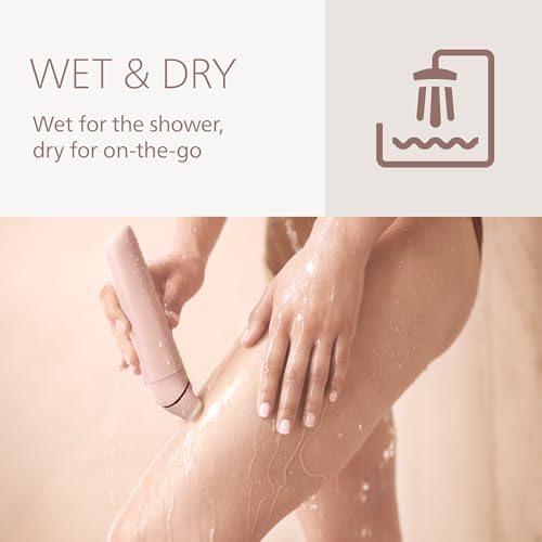 Philips Lady Shaver Series 8000 - Cordless, Wet & Dry Electric Shaver, 3-Blade Shaving System, Flexible Shaving Head, LED Light, for Legs & Body, 100 Mins. Runtime, Model BRL129/00