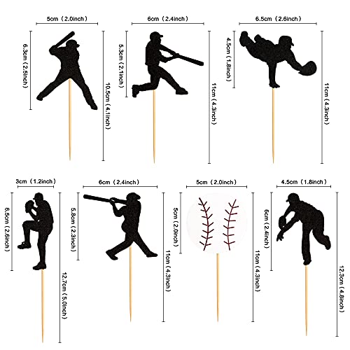 Ercadio 36 Pack Baseball Cupcake Toppers Glitter Sport Theme Ball Player Cupcake Picks Baseball Theme Baby Shower Kids Birthday Party Cake Decorations Supplies #TOP1