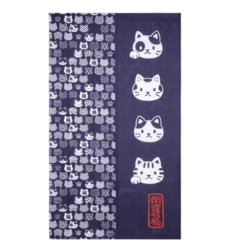 Noren Japanese Doorway Curtain Tapestry Long Size 67in Anime Artistic Painting Door Curtains for Home Decor Kitchen Partition Bedroom Door Decor (Daruma Cat 33.5 W x 67 L) NR1344