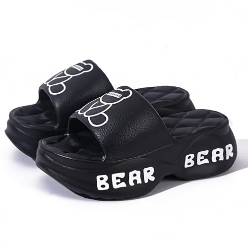 Bear Slide Sandals for Women,Slippers for summer, innovative open toed slippers, beach swimming pool shower shoes, thick soled cushioning Indoor/Outdoor, Comfortable, Versatile