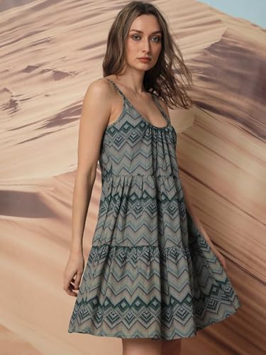 Image of RAREISM Regular FIT Geometric Print Knee Length Dress