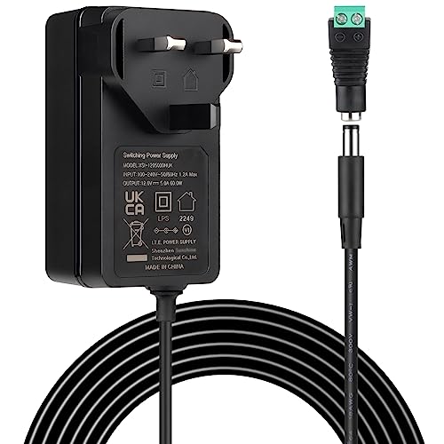 Certified 12V 5A 3A 2A 1A Power Supply 240V to 12V Transformer DC Power Supply 60W Converter Adapter Driver Transformer with 5.5 X 2.1 mm DC Plug for Amplifier DVR NVR Security Cameras System CCTV