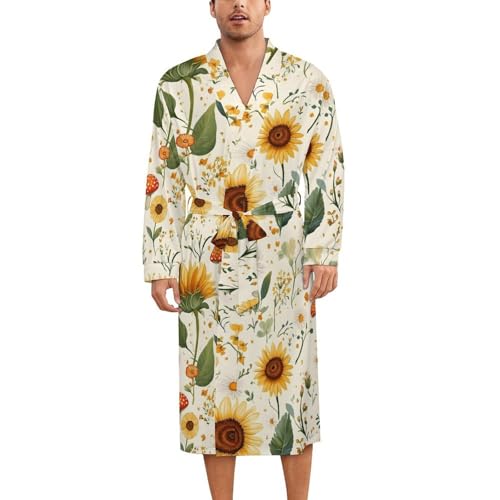 Robe de nuit en soie premium pour homme et femme, kimono chic imprimé champignon