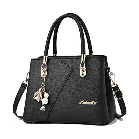 FANDARE Womens Multi Pocket Handbag Top-Handle Bags Shoulder Bag PU Leather Crossbody Bag Waterproof Messenger Bag for Work Travel Office Party Shopping Black Cover