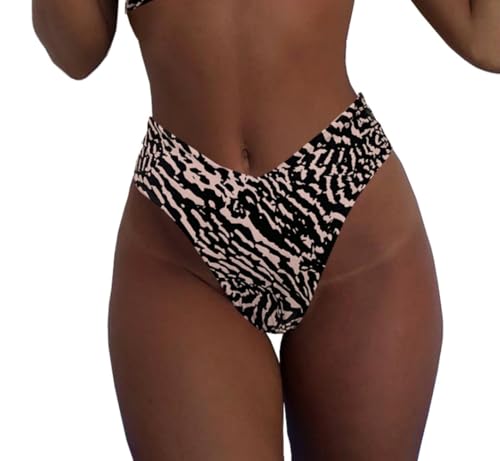 Image of geluboao Women's Bikini Bottom Sexy V Cut High Cut Swimsuit High Waisted Bathing Suit Bottoms
