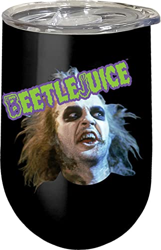 Spoontiques Beetlejuice - Insulated Wine Tumbler With Lid – Double Wall Stainless Steel Stemless Wine Glass – 16Oz - 5 5/8” Tall #TOP19