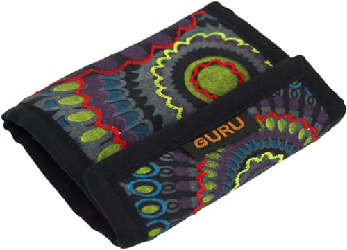 GURU SHOP Besticktes Portemonnaie Retro, Ethno, Boho Geldbeutel - Grau, Unisex - Erwachsene, 10x14x1 cm