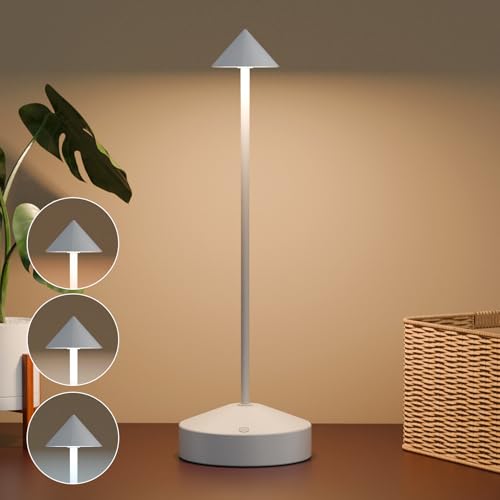 Masa Lambası, Alüminyum LED Pilli 2700K-6000K, Kısılabilir LED Masa Lambası, Kablosuz, Dokunmatik Kumanda, IP54 Su Geçirmez, İç/Dış Mekan, Restoran, Bar, Teras, Yatak Odası için